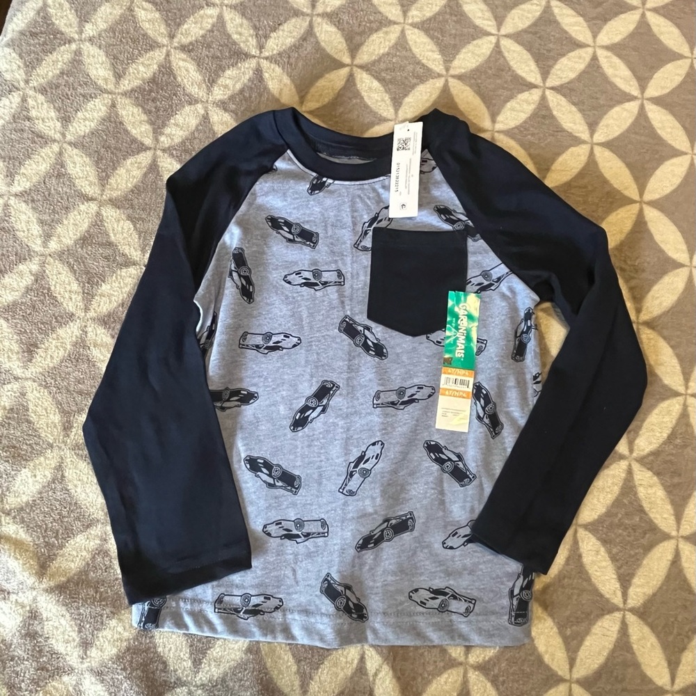 Garanimals Gray and Black Car Print Long Sleeve Tee